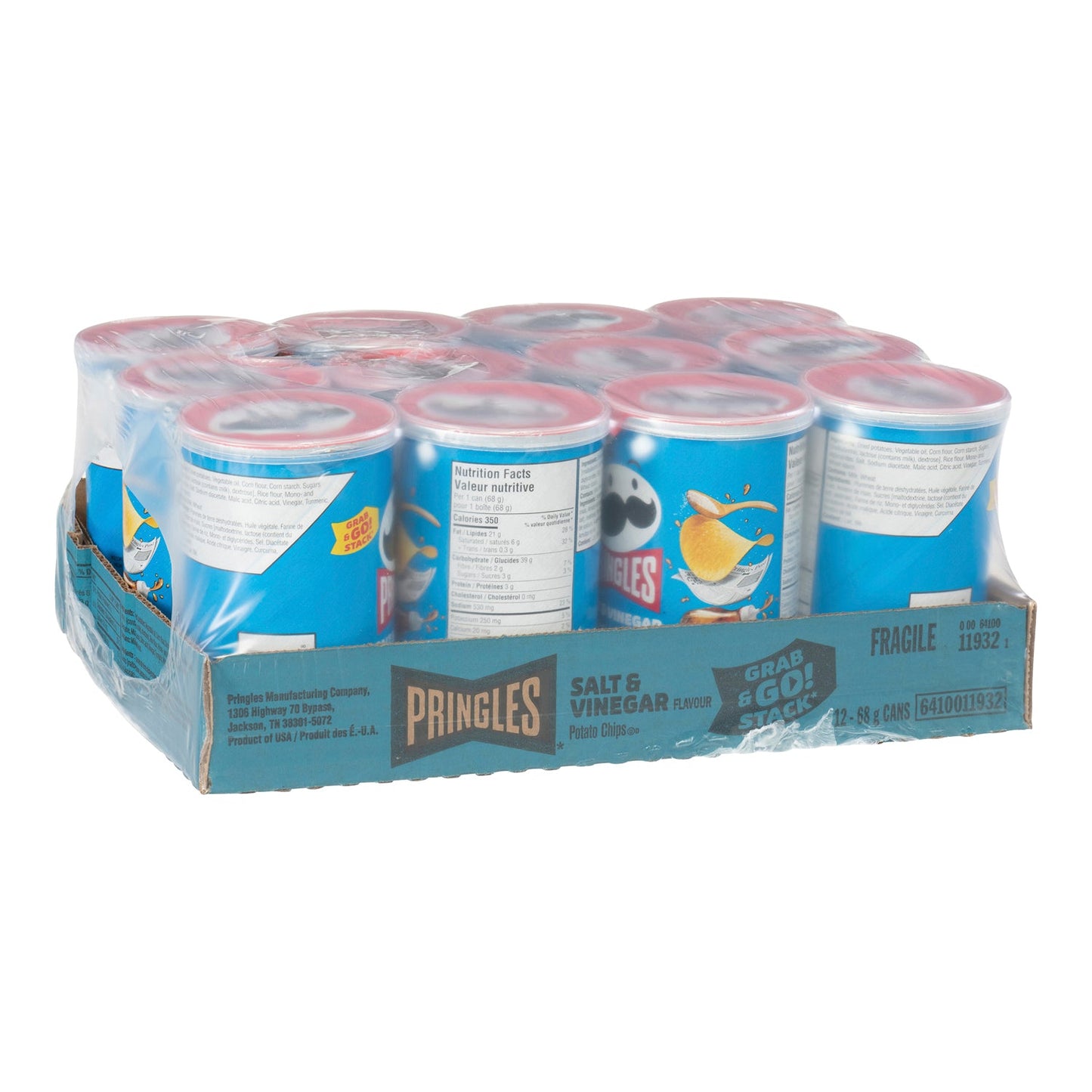 Chip Potato Salt & Vinegar Pringles - 12 x 68 g - Pringle - Restaurant and Foodservice Ingredients - Canadian Distribution-1