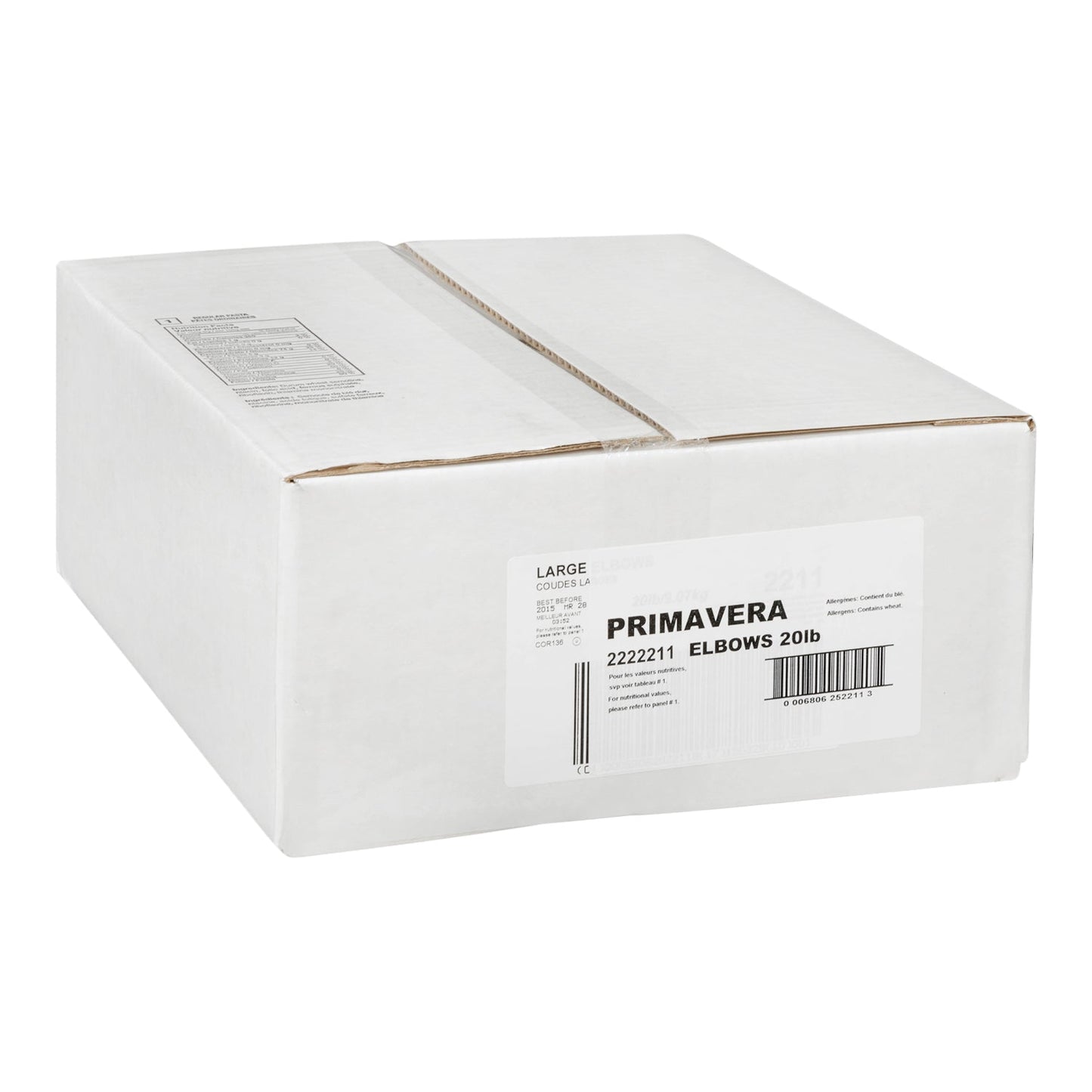 Pasta Macaroni Large Elbows - 1 x 9.07 kg - Prima Vera - Restaurant and Foodservice Ingredients - Canadian Distribution-1