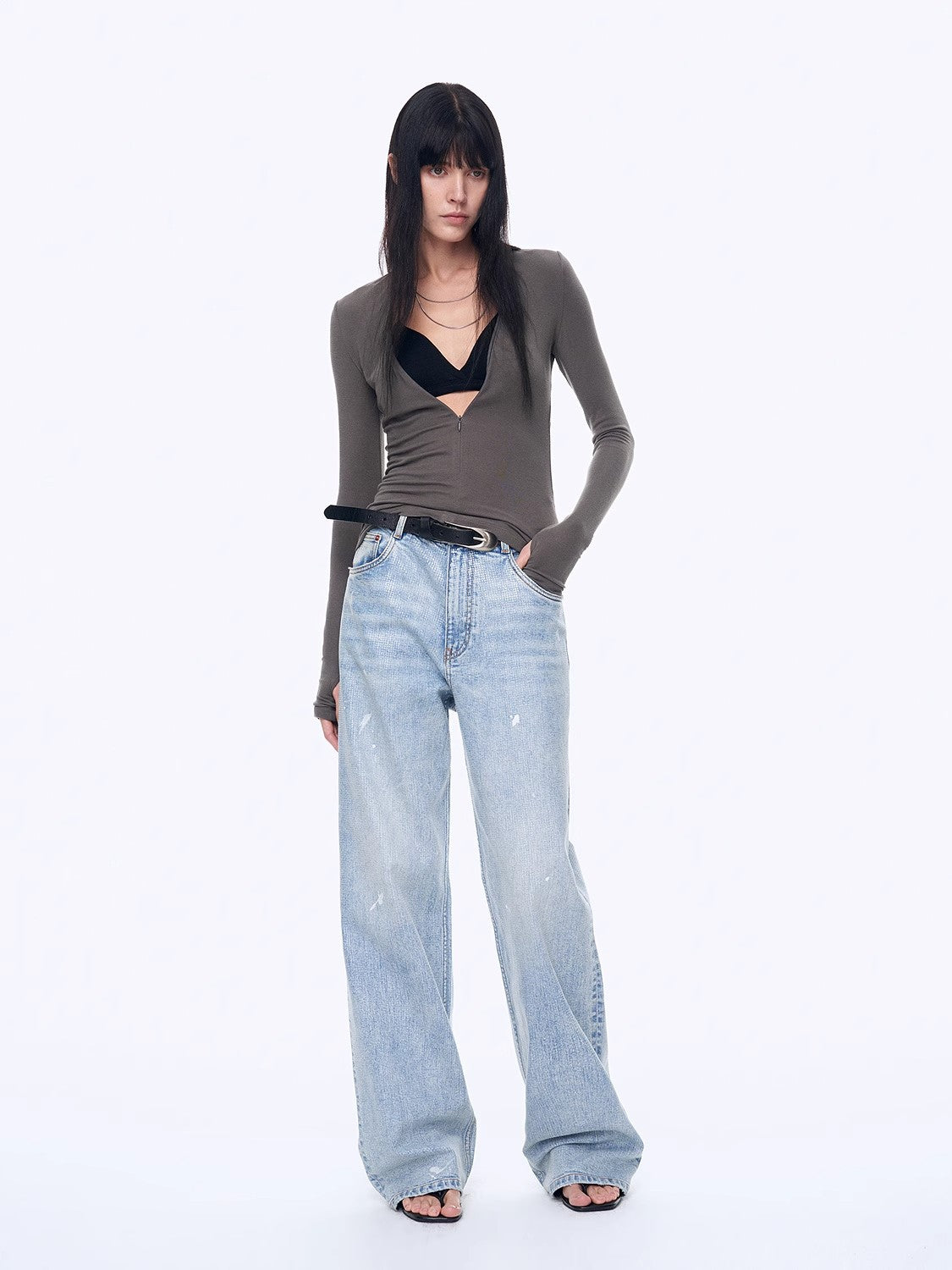 Distressed dirty dyed Tencel cotton jeans"Art Journey"-0