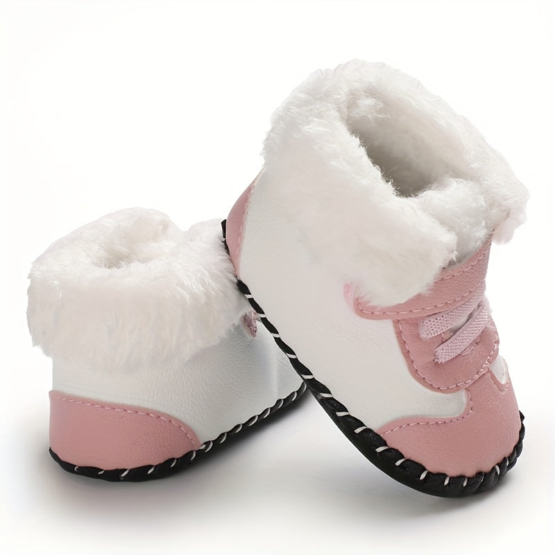 Baby Boys Girls Kawaii & Cute Warm Plush Booties, Comfortable Breathable Snow Boots For Infant Newborn Prewalkers