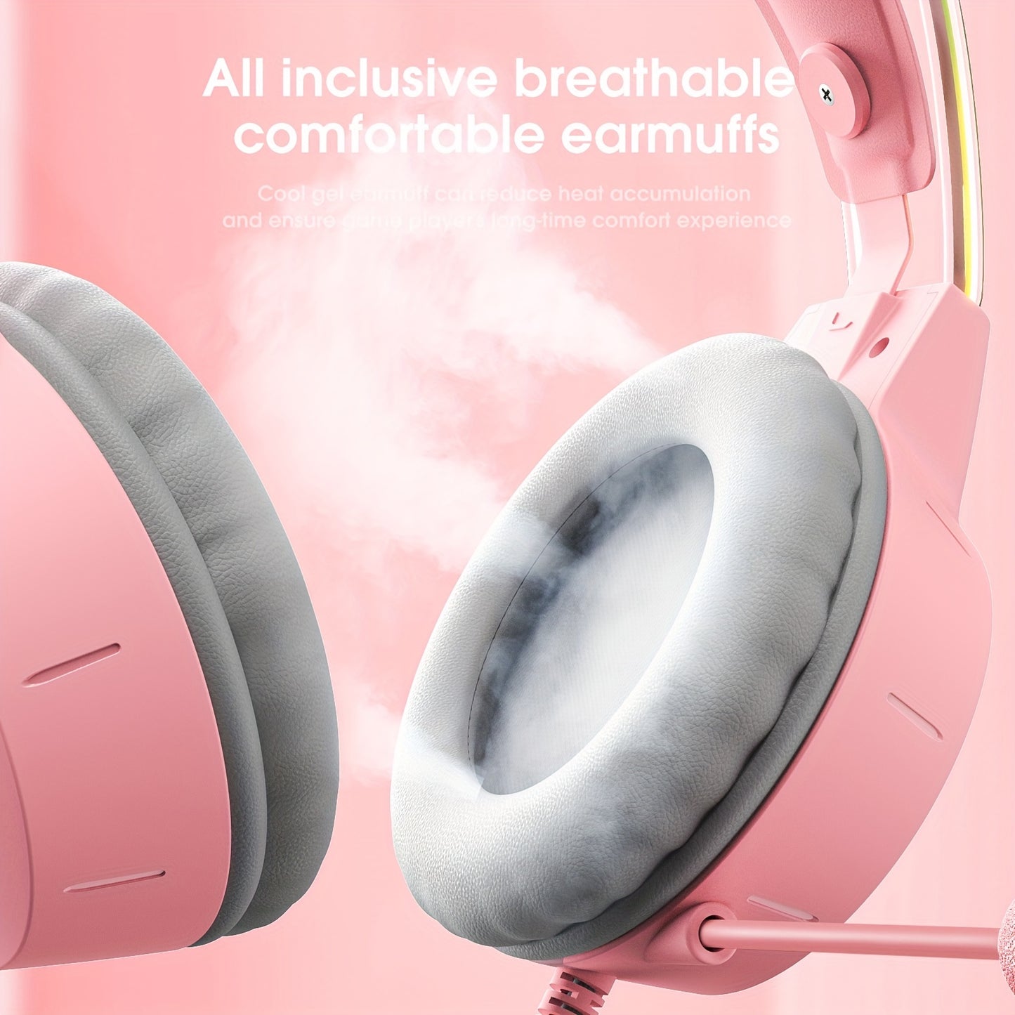 ONIKUMA X15pro, Wired Gaming Headset With Detachable Cat Ears, RGB, Removable Mic, Compatible With PC Mobile, Over-Ear Luminous Wired Gaming Headset