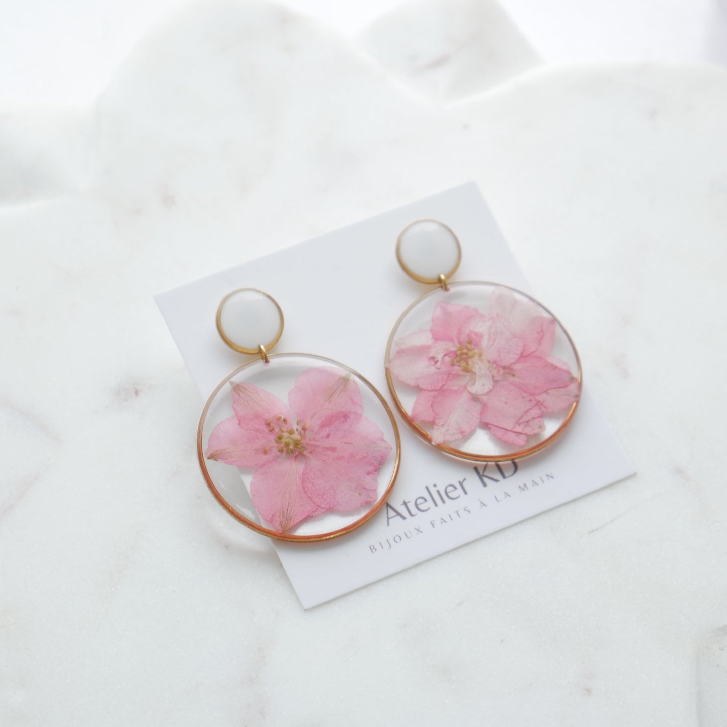 Boucles d'oreilles duo Delphine - 40mm et rond blanc
