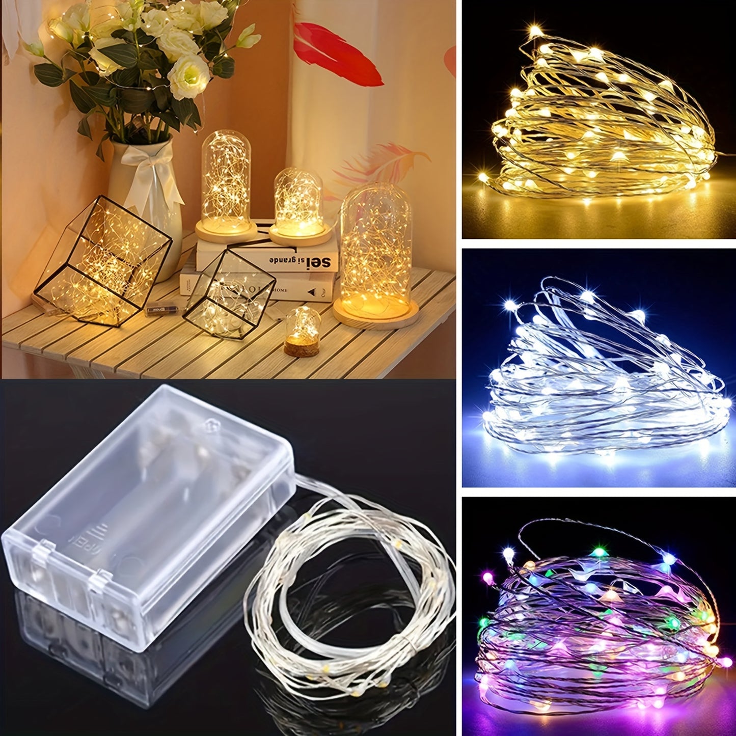 1pc Creative String Lights For Bedroom, Party, Wedding, For Outdoor Camping Hiking, Christmas Halloween Decoration, Lights 1m10/2m20/3m30/5m50/10m100LED, Gifts For Mom, Mother's Day, Ramadan Valentine's Day Decoration