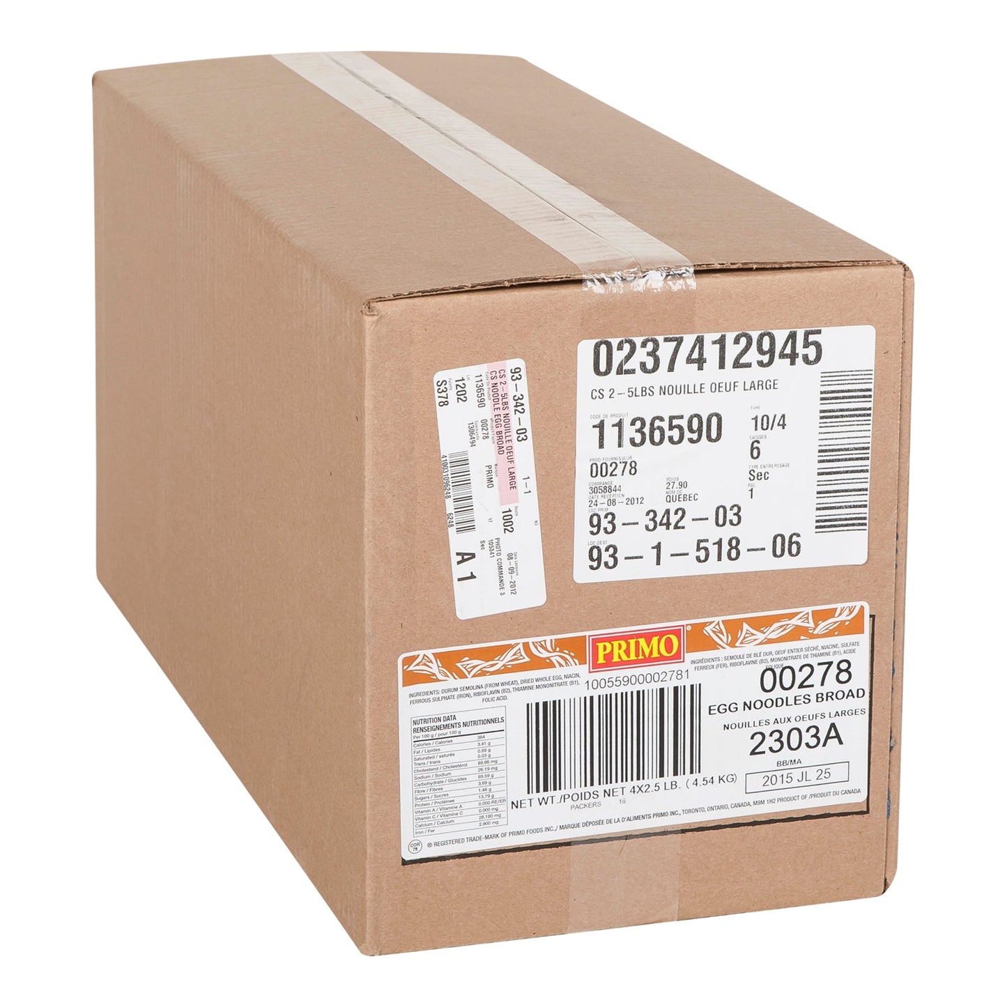 Pasta Eggs Noodle Broad - 2 x 5 lbs - Primo - Restaurant and Foodservice Ingredients - Canadian Distribution-1