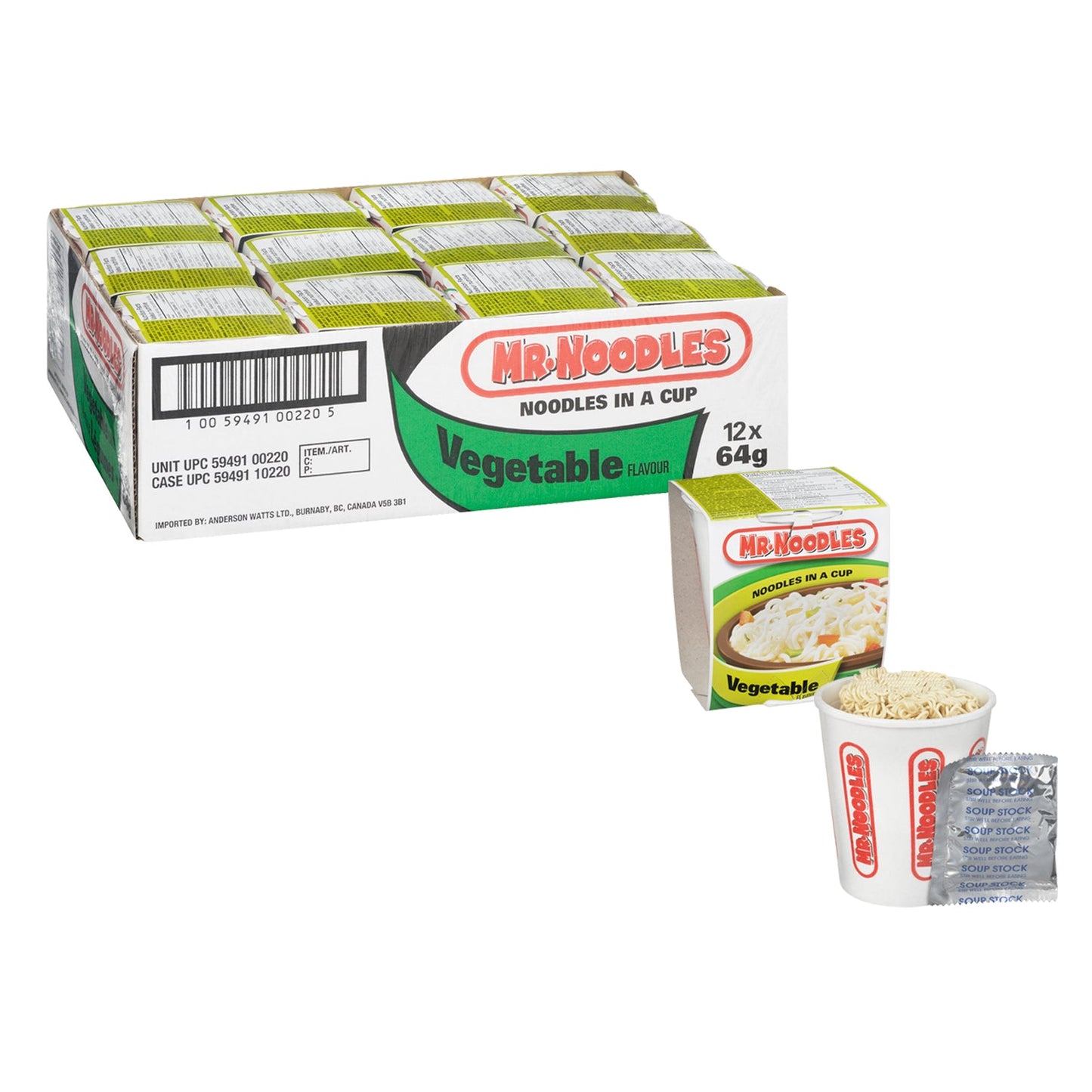Soup Vegetable Noodle Cup - 12 x 64 g - Mr Noodles - Restaurant and Foodservice Ingredients - Canadian Distribution-2