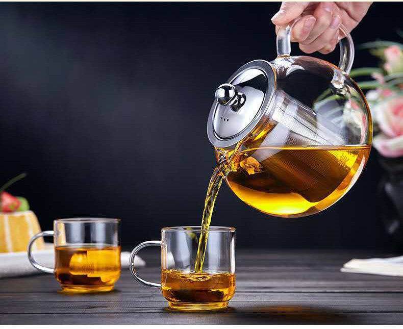Teapot Heat Resistant Thickened Flower Glass Teapot-1