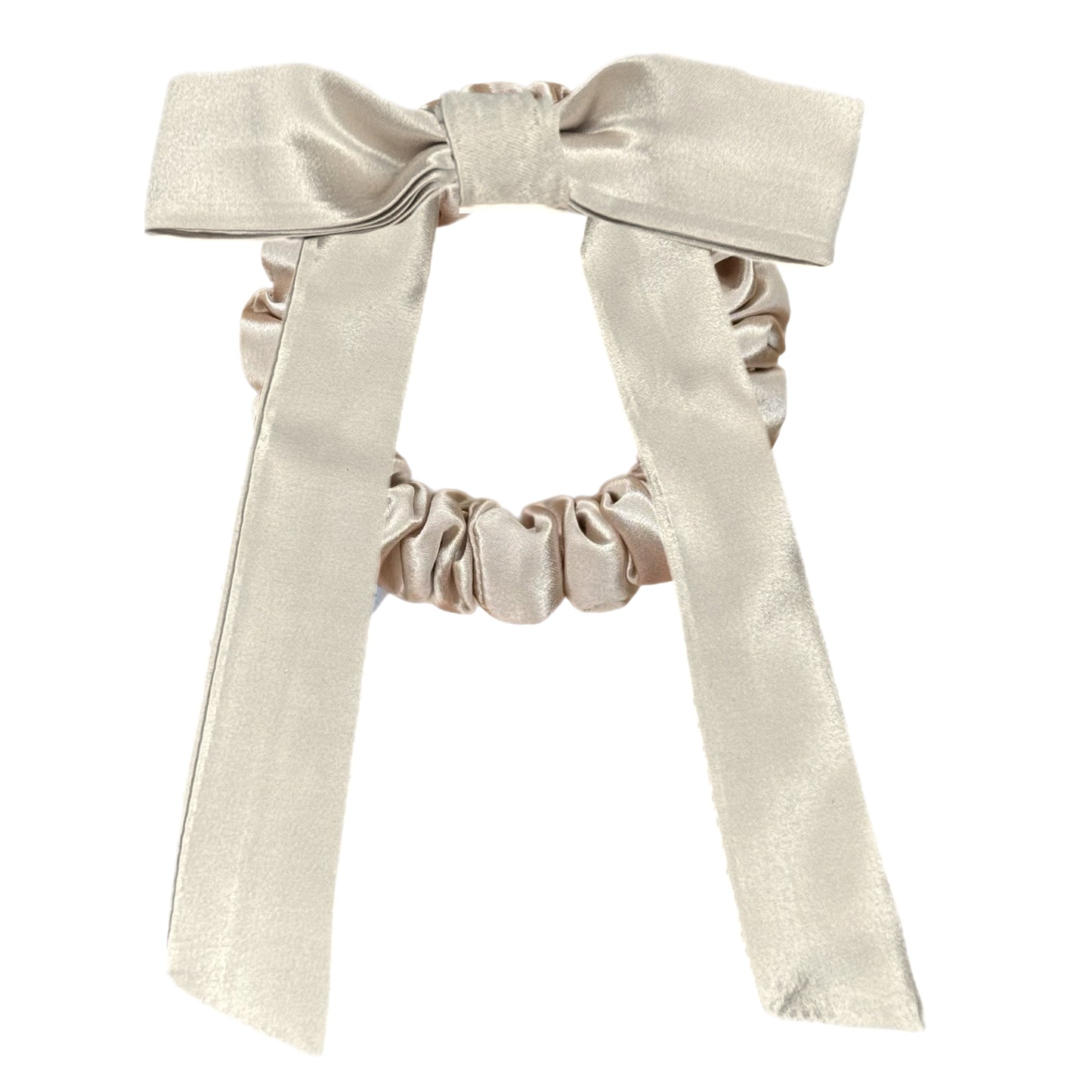 Mulberry Silk Mini Bow Scrunchie - Champagne-0