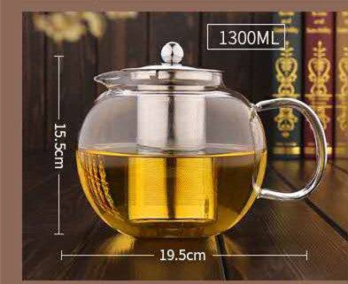Teapot Heat Resistant Thickened Flower Glass Teapot-4