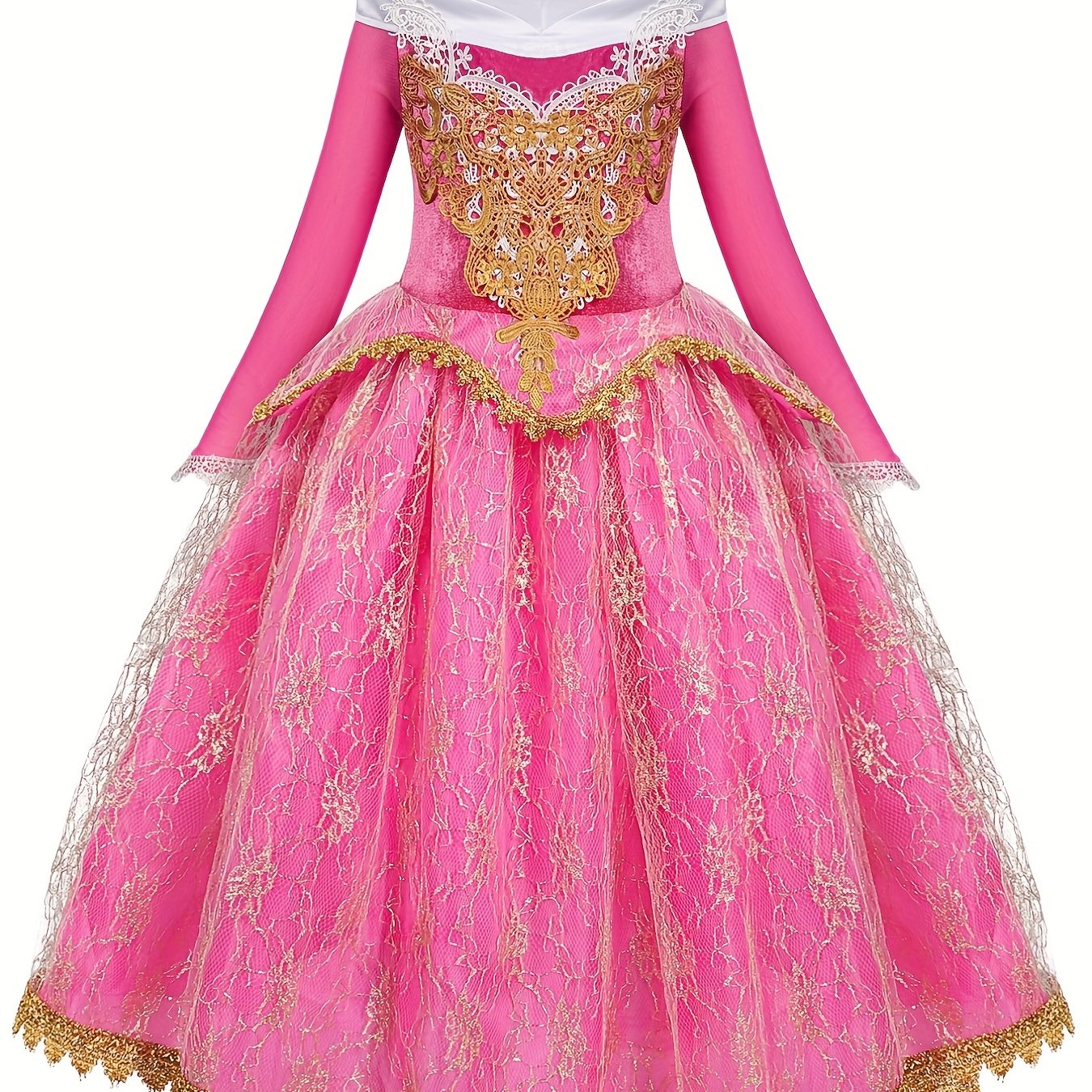 Princess Long Sleeve Performance Dress for Girls, Birthday Party Outfit, Christmas Costume