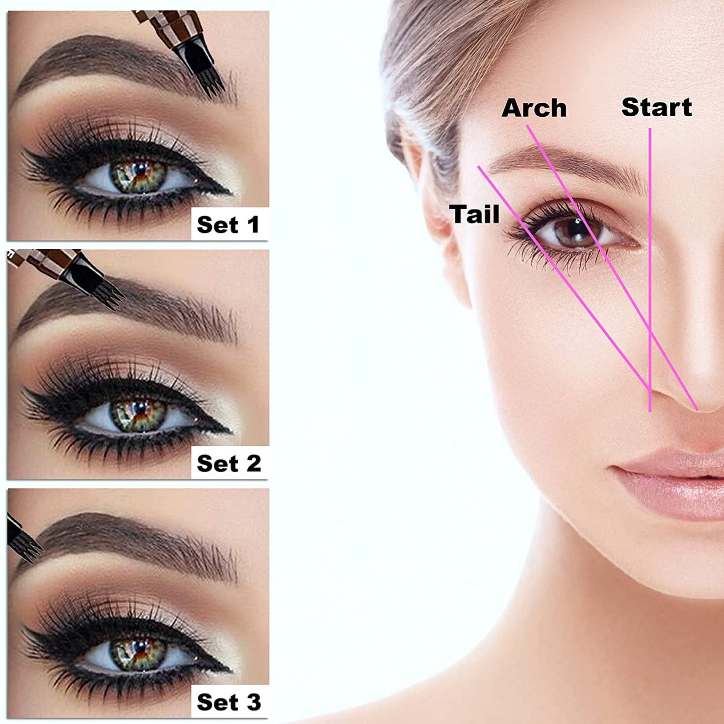 Waterproof Microblading Eyebrow Tattoo Pen with Micro-Fork Tip Applicator - Long Lasting, Natural Looking Eyebrow Makeup - Perfect Gift for Women