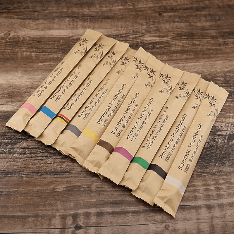 20/40/60pcs Bamboo Toothbrushes Colorful Toothbrush Resuable Portable Adult Wooden Soft Tooth Brush for Home Travel Hote