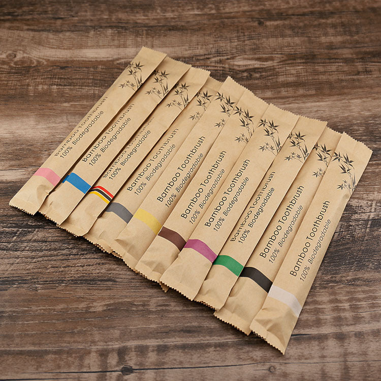 20/40/60pcs Bamboo Toothbrushes Colorful Toothbrush Resuable Portable Adult Wooden Soft Tooth Brush for Home Travel Hote