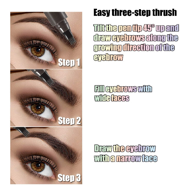 5 colors Natural Looking Waterproof Eyebrow Pen with 4 Split Head for Microblading and Makeup