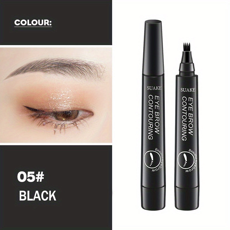 5 colors Natural Looking Waterproof Eyebrow Pen with 4 Split Head for Microblading and Makeup