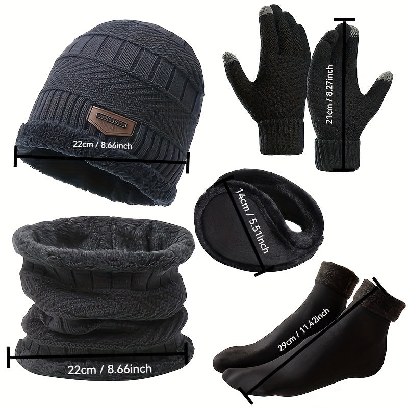 Winter Knit Accessories Set for Adults (5-Piece)-3
