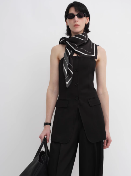 Stretch silk original geometric print silk scarf-4