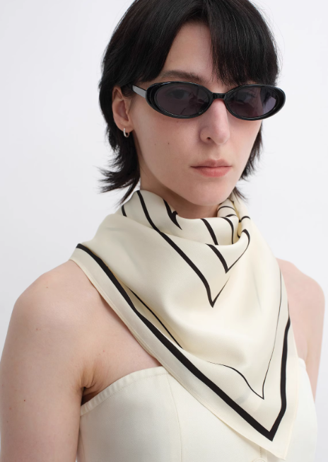 Stretch silk original geometric print silk scarf-5