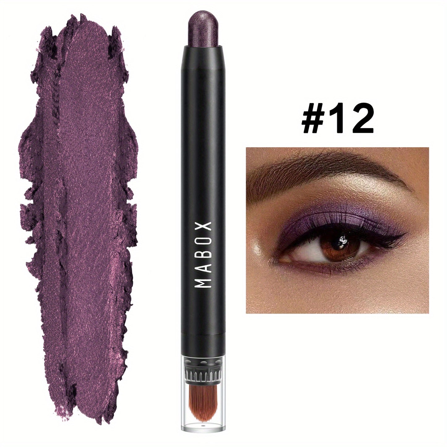 12 Color Eyeshadow Stick, Colorful Pearly Glitter Eyeshadow, Highlighter Swivel Eyeshadow Stick, Brightening Eyelid Waterproof Eyeshadow Makeup With Brush Head For Music Festival