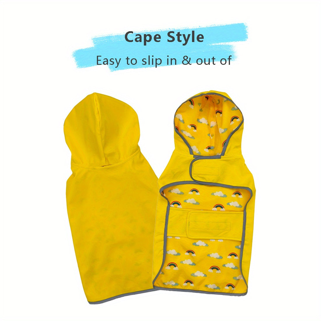 PETS TALE Reversible Waterproof Dog Raincoat - 1pc Polyester Pet Jacket with Duck Print - Machine Washable, Adjustable Straps for Small to Extra Large Breeds