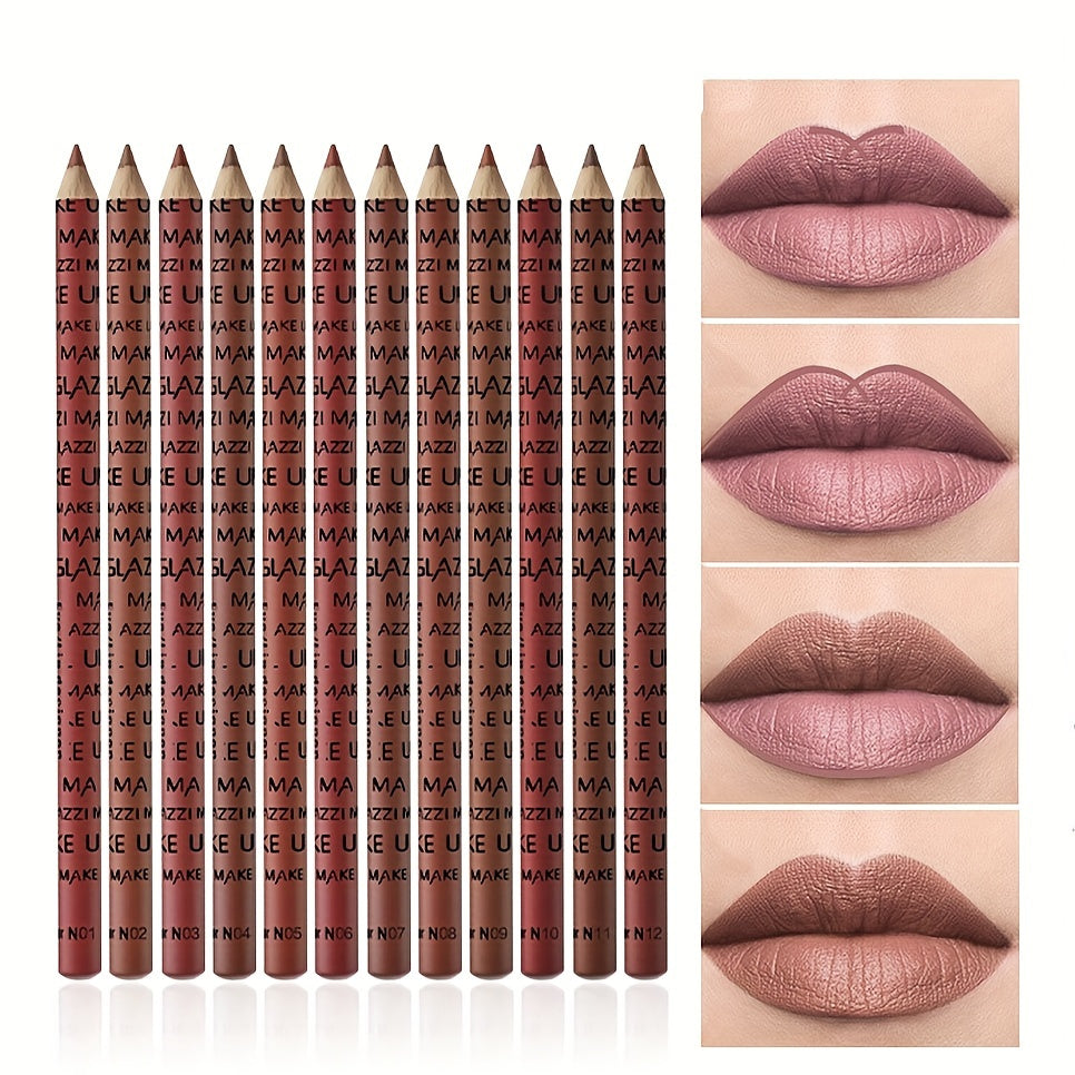 12 pcs Matte Lipstick Set with Lip Liner Pencil - Long-Lasting, Professional-Quality, Perfect for Valentine's Day Gifts