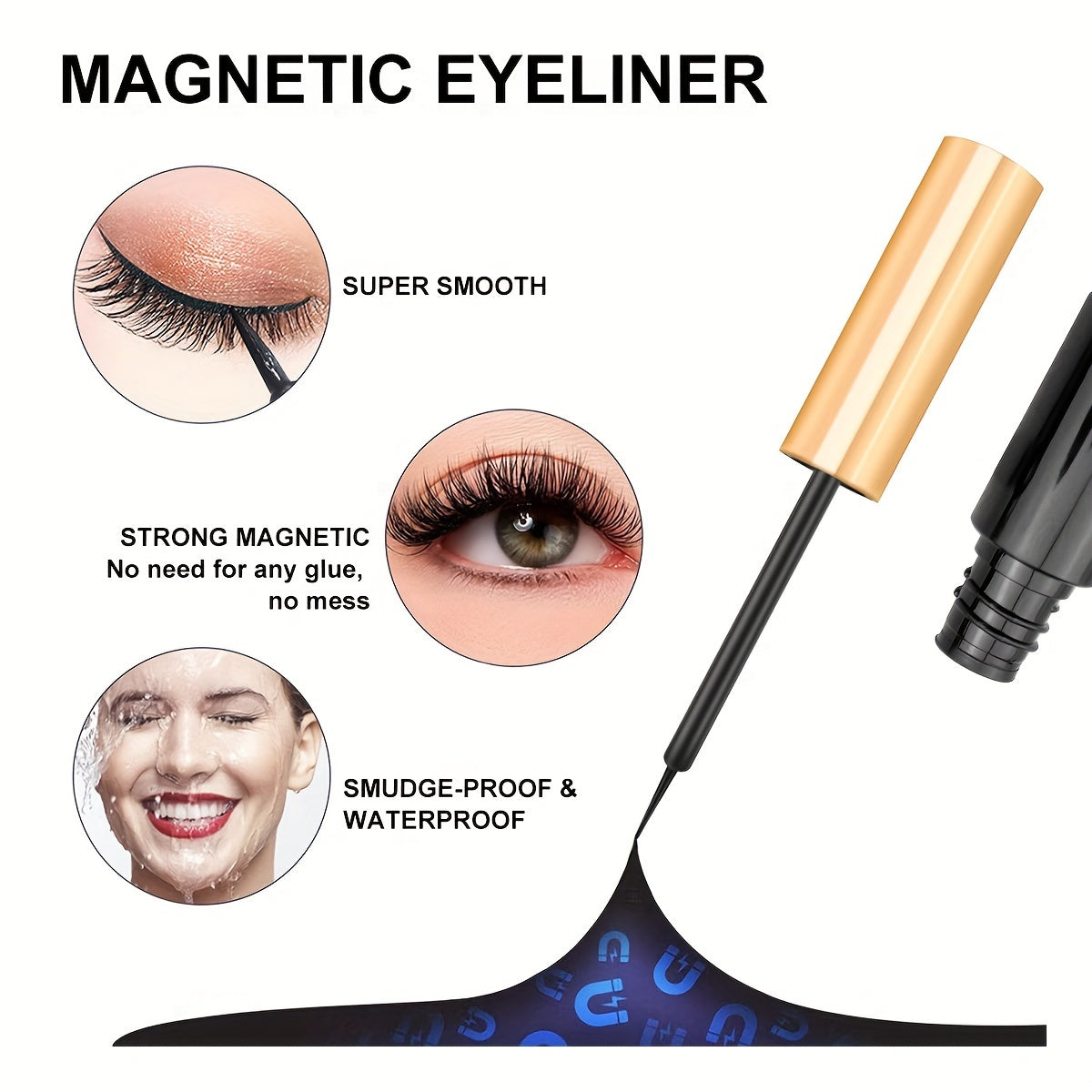 Magnetic Eyelashes With Eyeliner Kit, 5 Pairs Natural Looking Magnetic Lashes, Easy To Wear False Eyelash Set, No Glue Needed And Waterproof
