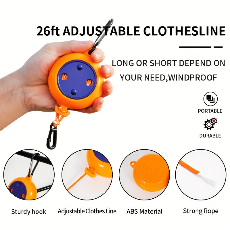 Portable Clothes Drying Line for Camping and Travel - Lightweight and Compact with 12 Clothespins Included
