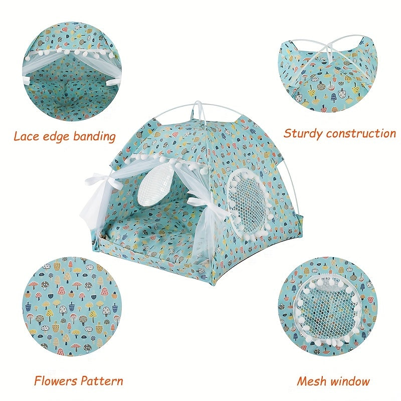 Portable Pet Tent with Breathable Cushion - Perfect for Small Dogs and Cats Christmas Gift