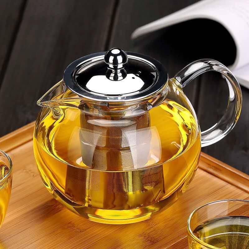 Teapot Heat Resistant Thickened Flower Glass Teapot-0