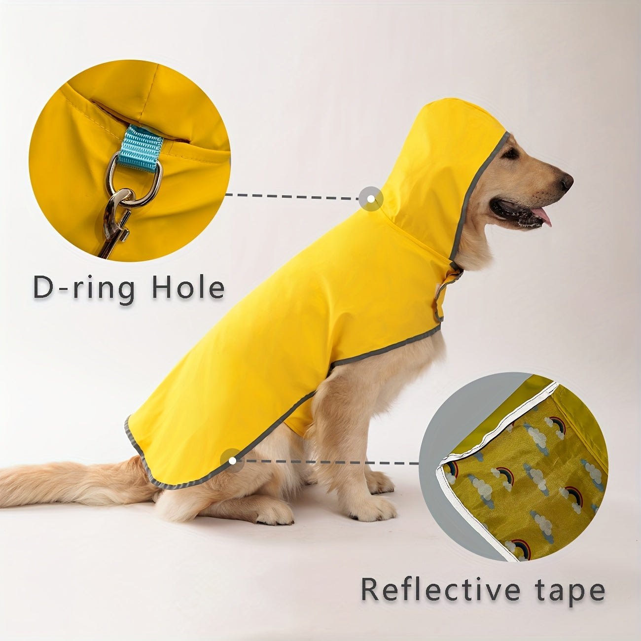 PETS TALE Reversible Waterproof Dog Raincoat - 1pc Polyester Pet Jacket with Duck Print - Machine Washable, Adjustable Straps for Small to Extra Large Breeds