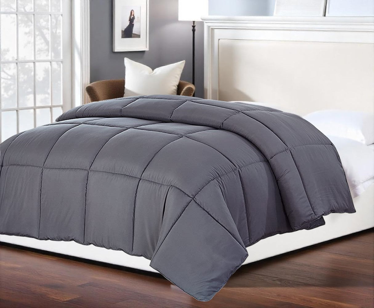Dark Gray Queen Polyester Thread Count Down Alternative Comforter-0