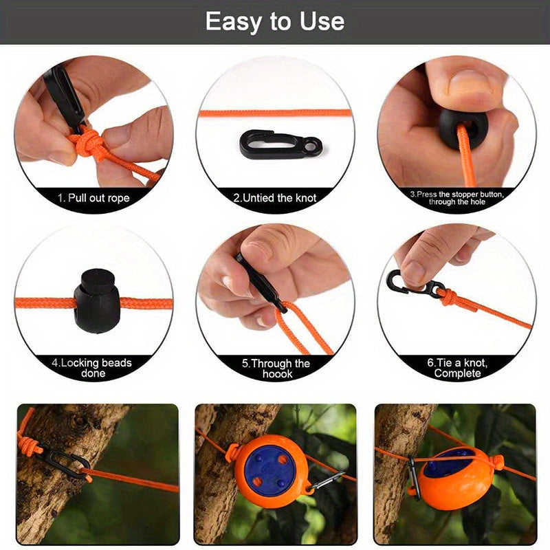 Portable Clothes Drying Line for Camping and Travel - Lightweight and Compact with 12 Clothespins Included