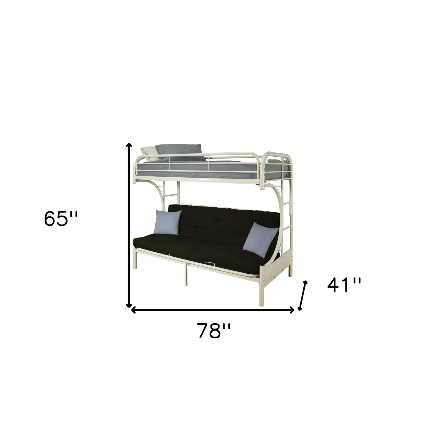 White Twin Contemporary Metal Bunk Bed-4