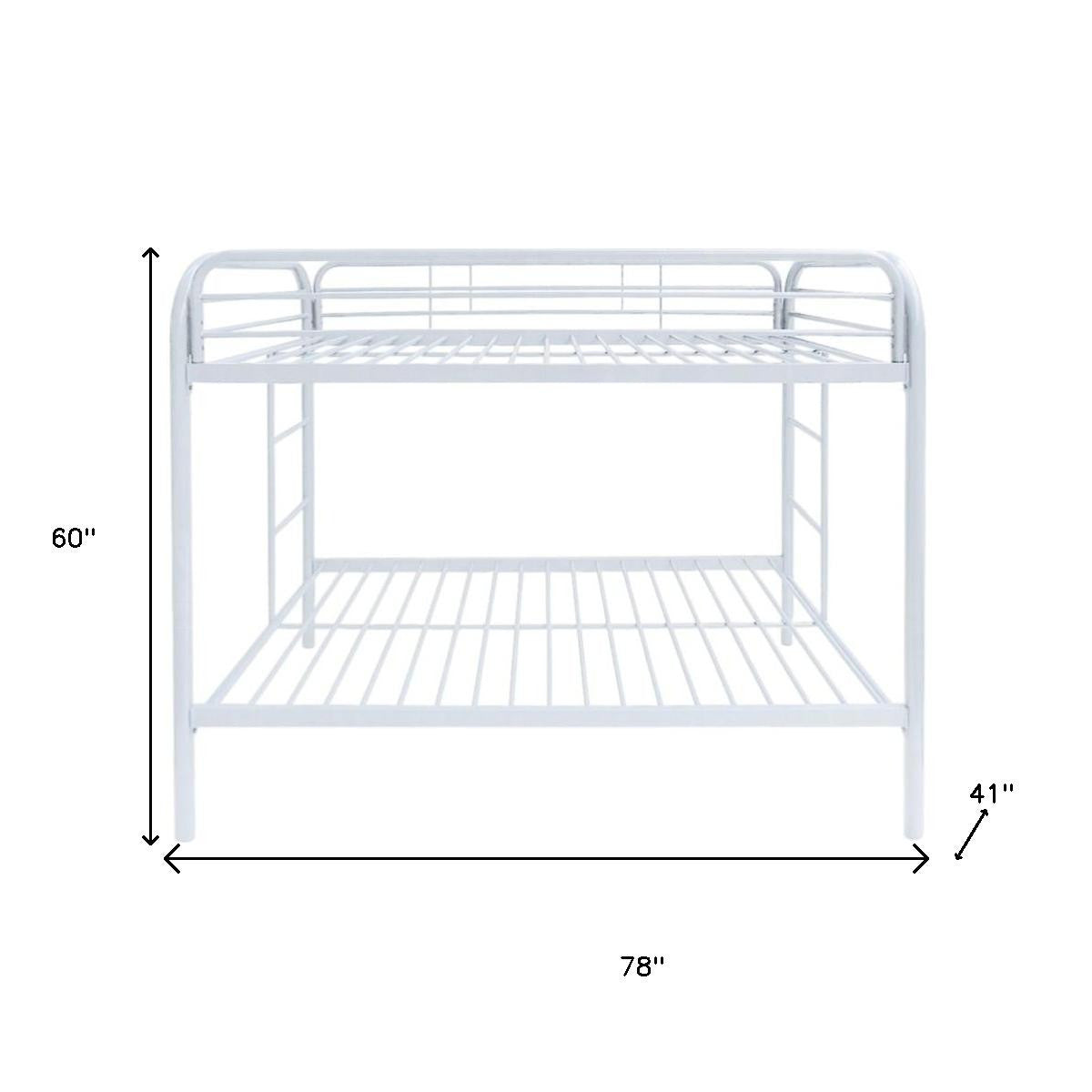 White Twin Over Twin Metal Bunk Bed-4