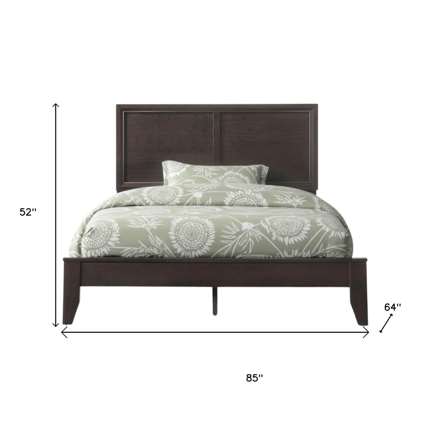 Espresso Inlaid Panels Wood Queen Bed Frame-5
