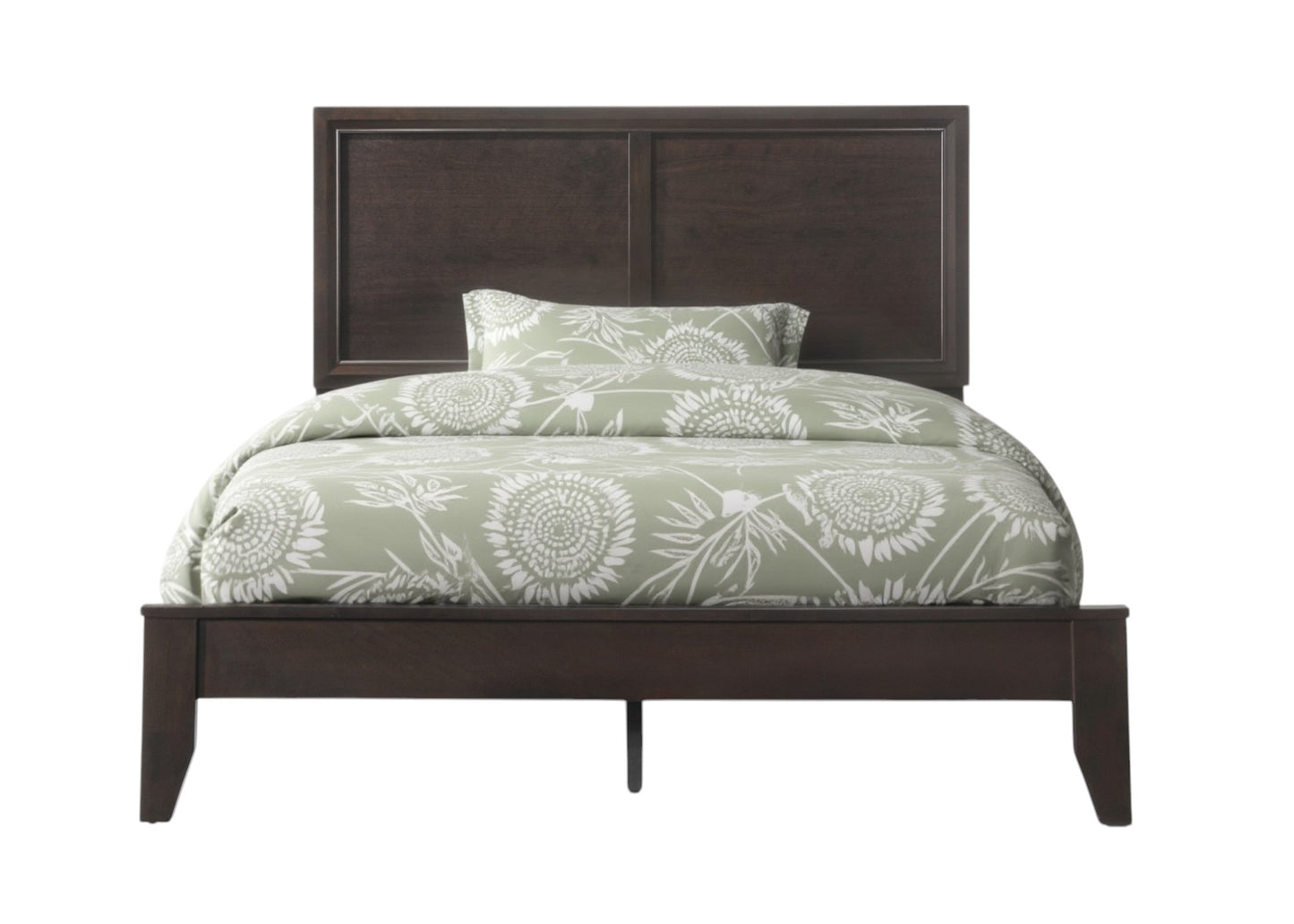 Espresso Inlaid Panels Wood Queen Bed Frame-1