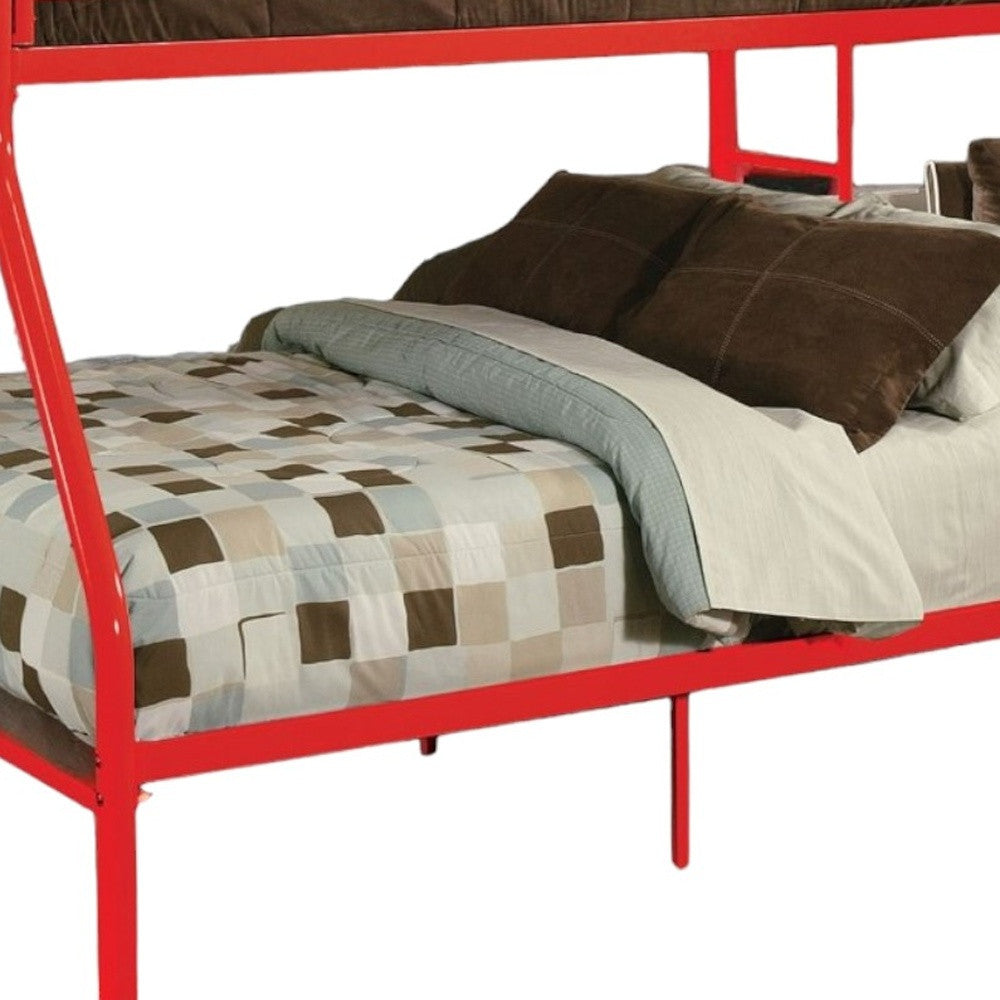 78" X 54" X 60" Twin Over Full Red Metal Tube Bunk Bed-2