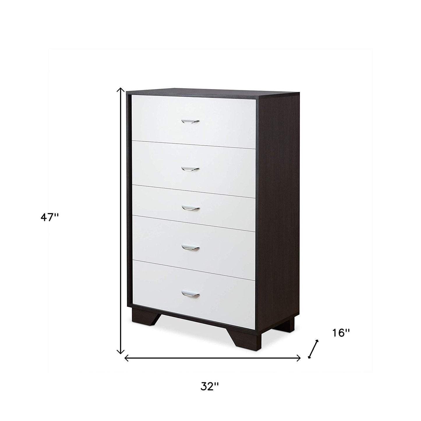 32" Brown and White Five Drawer Standard Chest-6