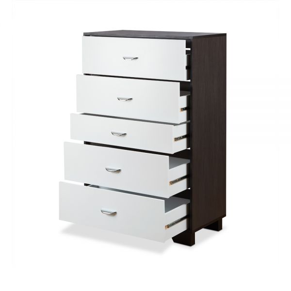 32" Brown and White Five Drawer Standard Chest-4