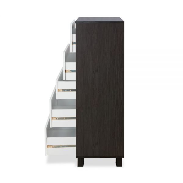 32" Brown and White Five Drawer Standard Chest-5