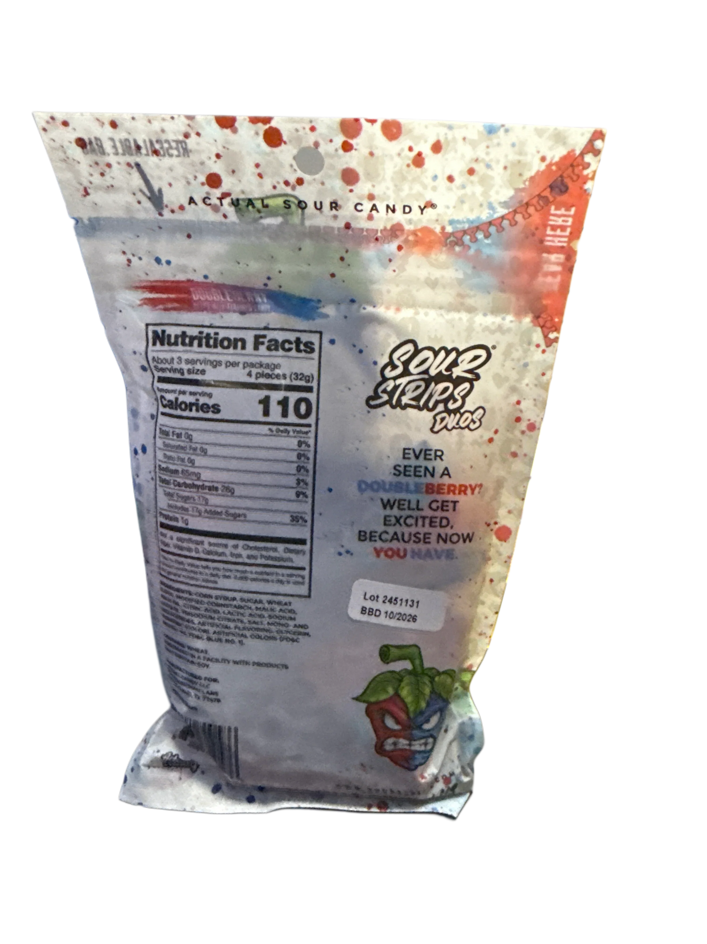 Sour Strips Doubleberry Flavour 96G - U.S Edition