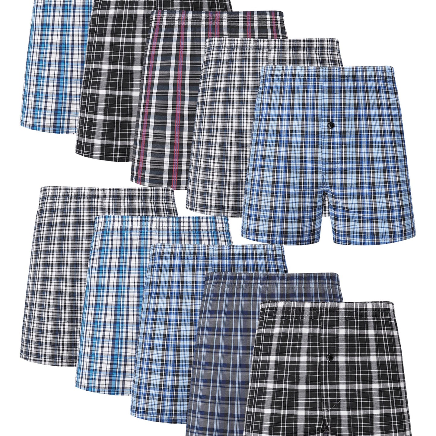 6/10 pcs JupiterSecret Men's Woven Boxer Shorts - 6 Pack, Elastic Waistband, Random Color