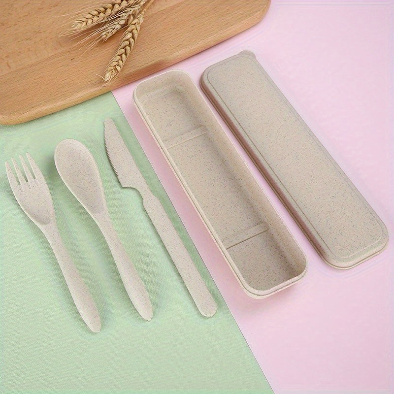 3 In 1 Camping Utensil Set, Reusable Utensils Set With Case, Travel Utensils, Portable Utensils Set, Plastic Case For Travel Picnic Camping Or Daily Use