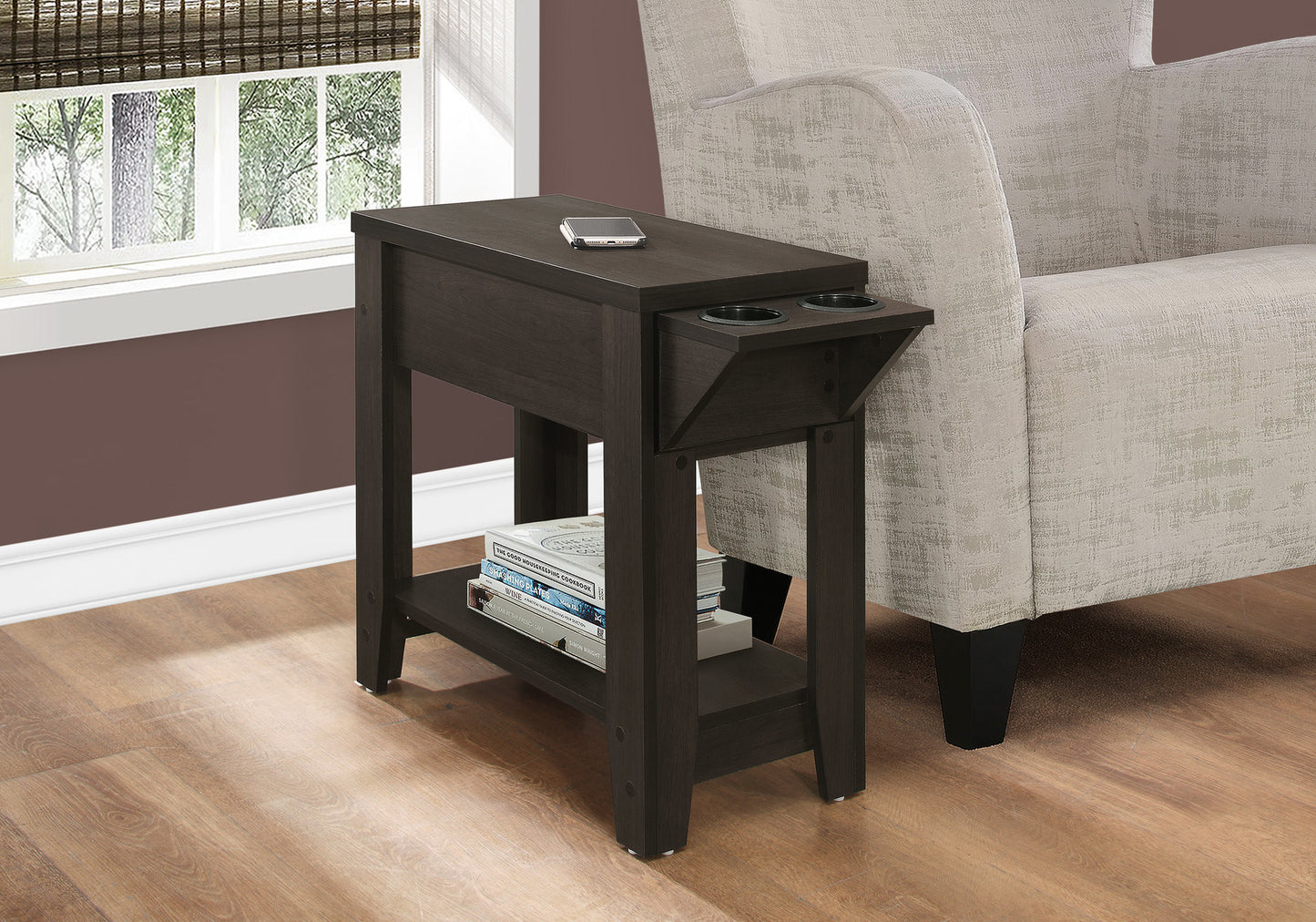 23" Brown Wood End Table With Shelf-7