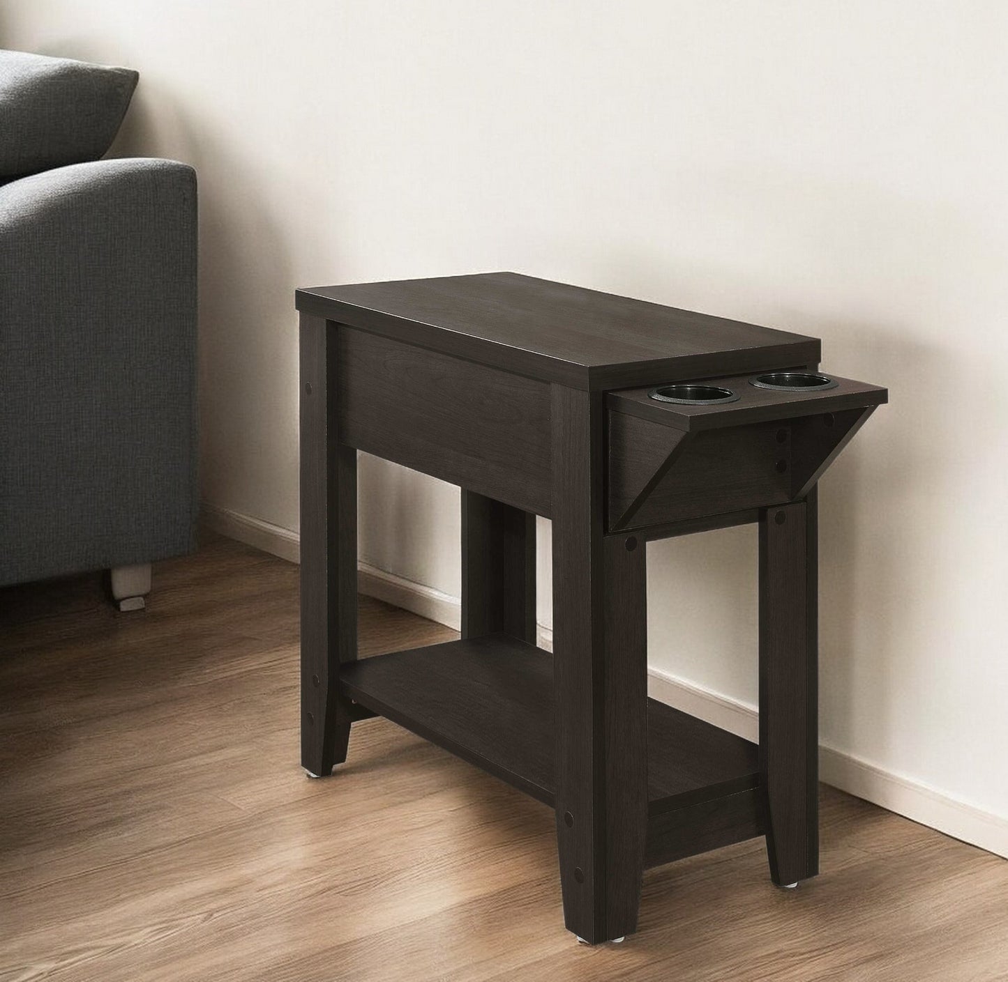 23" Brown Wood End Table With Shelf-0