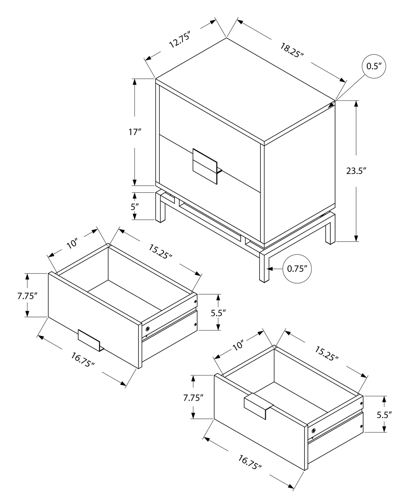 24" Gold And Beige End Table With Two Drawers-3