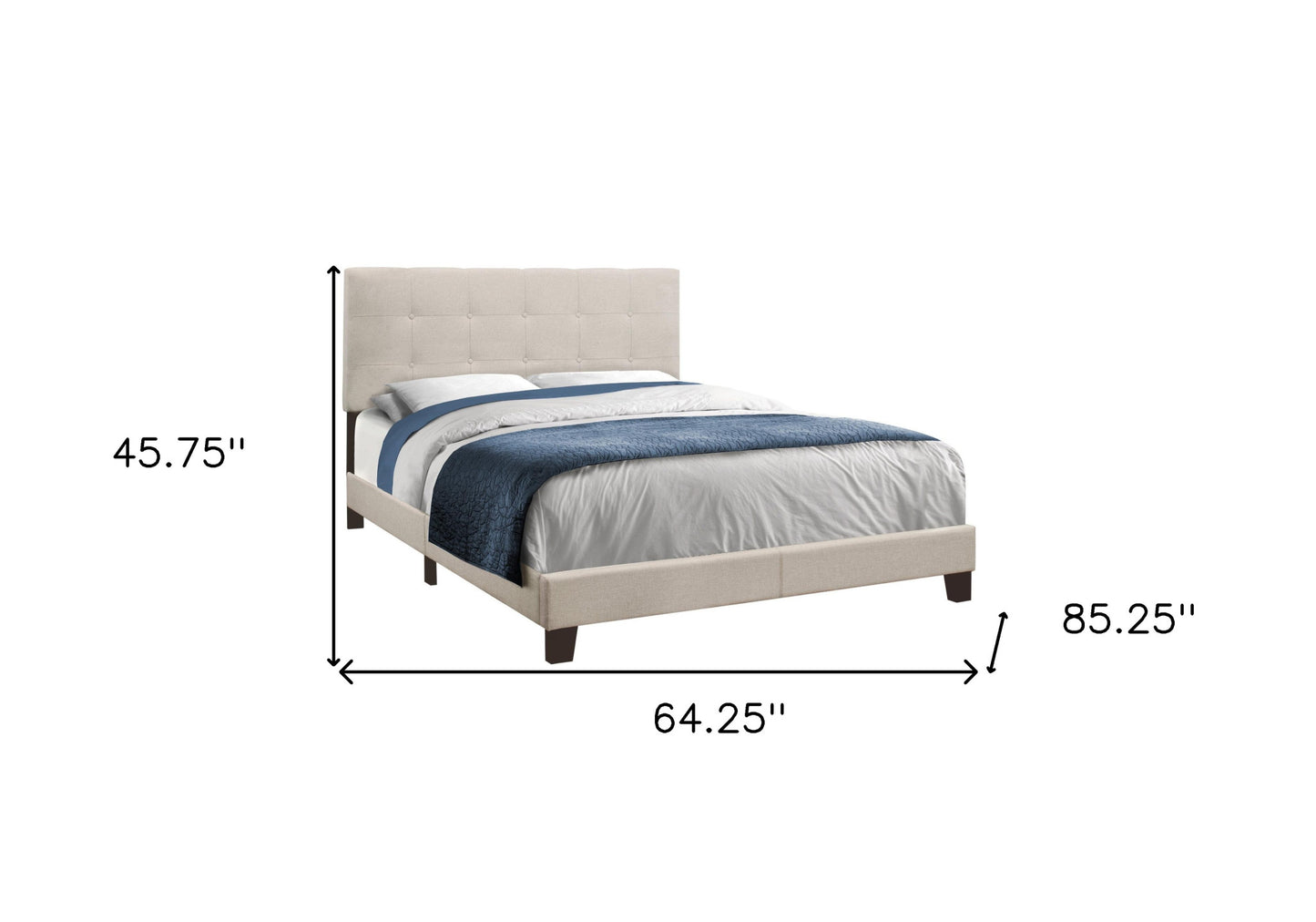 Beige Queen Upholstered Bed Frame-2
