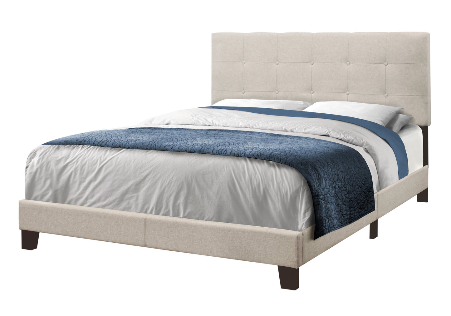 Beige Queen Upholstered Bed Frame-1