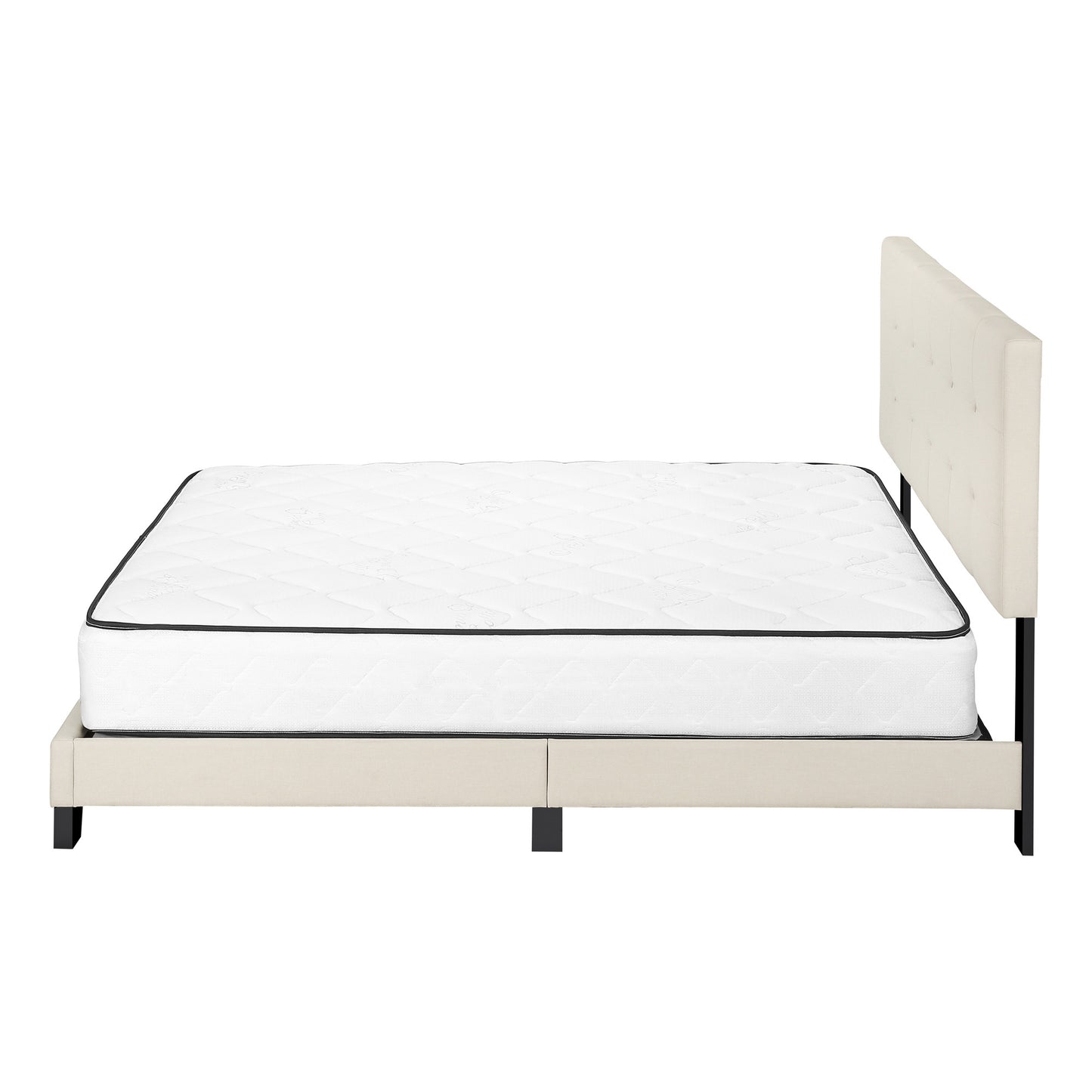Beige Queen Upholstered Bed Frame-4