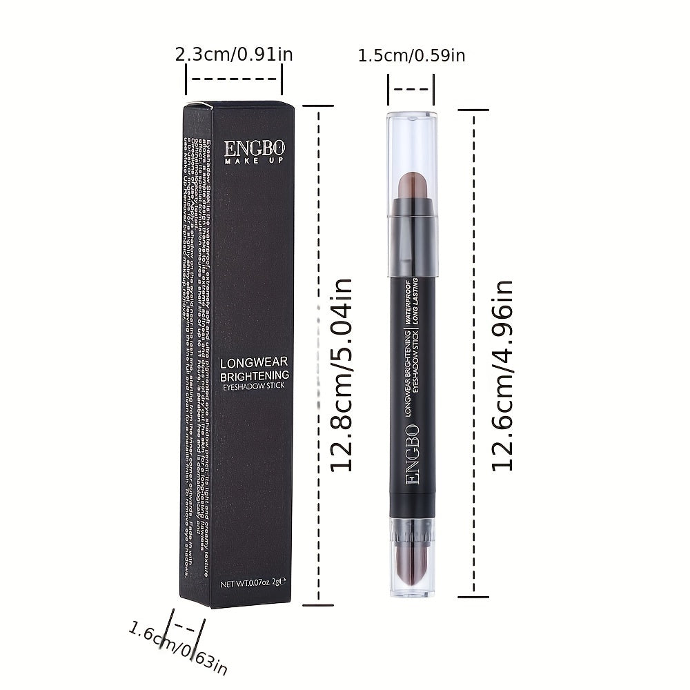 12-Color Smudge-Proof Eyeshadow Stick with Brush Head - Glitter, Matte, and Shimmer Crayon for Long-Lasting Makeup For Music Festival