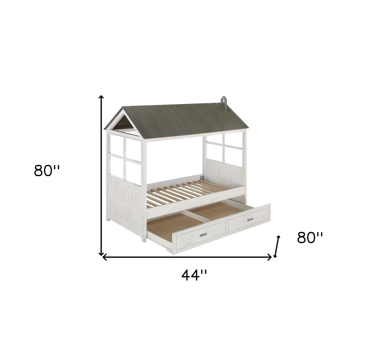 Twin White Two Drawers Bed-6